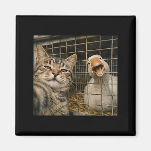 Grappige kat en gans selfie vreemde dierenvriendsc magneet