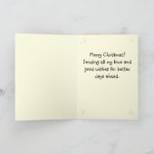 Grappige Kat en Groene Boom&Prettig Uniek Kerstfee Kaart (Binnen)