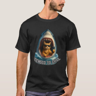 Grappige Kat en Haai Mijn Chill T-shirt Ontwerp Me
