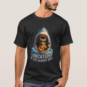 Grappige Kat en Haai Vakantie Cool Design Meme Sti T-shirt