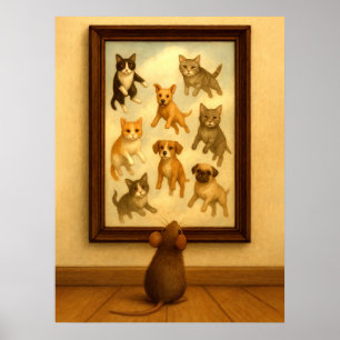 Grappige kat en hond muur kunst poster