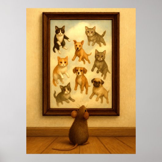 Grappige kat en hond muur kunst poster (Voorkant)