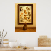 Grappige kat en hond muur kunst poster (Keuken)