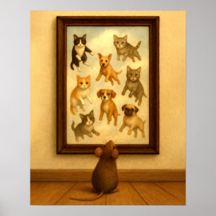 Grappige kat en hond muur kunst poster