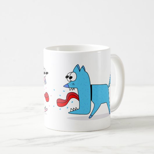 Grappige kat en hond vechten Mok (Voorkant rechts)