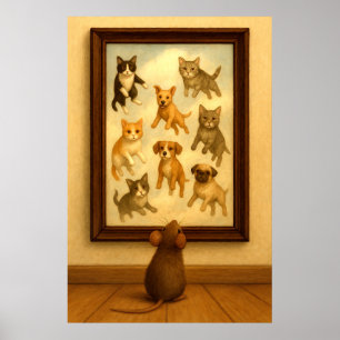 Grappige kat- en hondmuurdecoratie poster