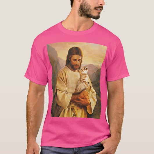 Grappige kat en Jezus minnaar T-shirt (Voorkant)