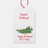 Grappige Kat en Kerstboom Ondeugende Lijst Cadeaulabel (Achterkant)