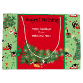 Grappige Kat en Kerstboom Prouble Custom Groen Groot Cadeauzakje (Achterkant)