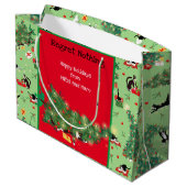 Grappige Kat en Kerstboom Prouble Custom Groen Groot Cadeauzakje (Achterkant Gekanteld)