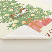 Grappige kat en kerstboom vrolijke katjes! Crème Sherpa Deken (3/4)