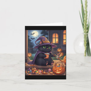 Grappige kat en knuffelmuis Halloween pompoen zwar Kaart