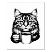 Grappige kat en koffie rubberstempel (Afrduk)