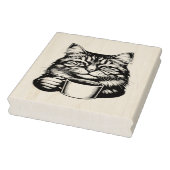Grappige kat en koffie rubberstempel (Stempel)