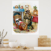 grappige kat en kraakbekken poster (Keuken)