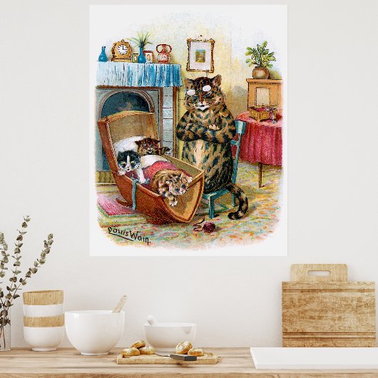  grappige kat en kraakbekken poster (Keuken)