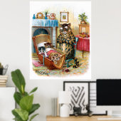 grappige kat en kraakbekken poster (Thuiskantoor)