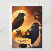 Grappige kat en Raven Halloween Party Kaart (Achterkant)