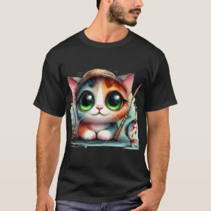 Grappige Kat En Vis In De Ruimte - Grappig Dier In T-shirt