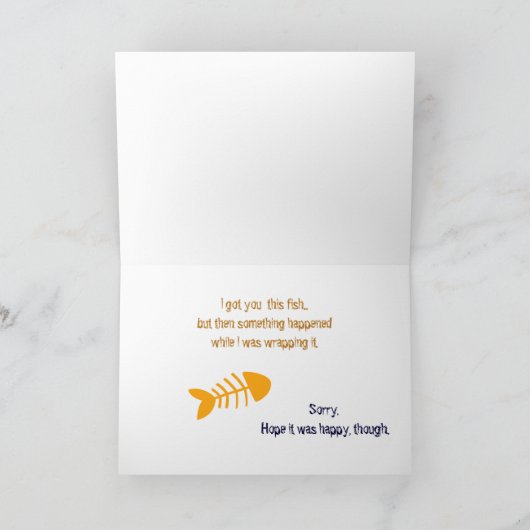 Grappige kat en vis verjaardag Kaart (Binnen)