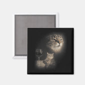 Grappige kat en wijn kunst katten drinken vreemd magneet (Voorkant / Achterkant)