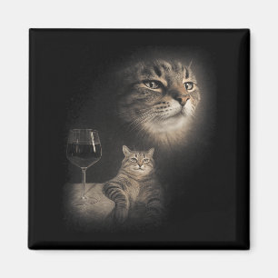 Grappige kat en wijn kunst katten drinken vreemd magneet