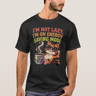 Grappige kat energiebesparende modus koffie emotio t-shirt
