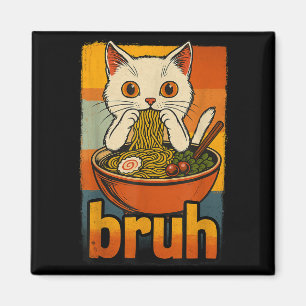 Grappige Kat Eten Japanse Ramen Noodles Mannen Vro Magneet