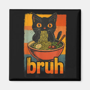 Grappige Kat Eten Japanse Ramen Noodles Mannen Vro Magneet