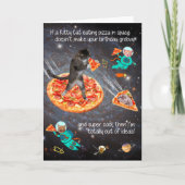 Grappige kat eten pizza verjaardag Wenskaart Kaart (Voorkant)