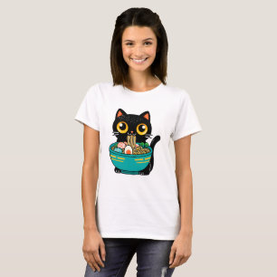 Grappige Kat Eten Ramen Japanse Kat Ramen Noodles T-shirt