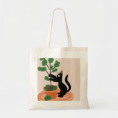 Grappige kat figurenboom in pot handgetekend tote bag (Voorkant)