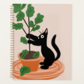 Grappige kat figurenboom in pot handgetekende planner (Voorkant)