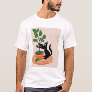 Grappige kat figurenboom in pot Kamerplanten Handg T-shirt