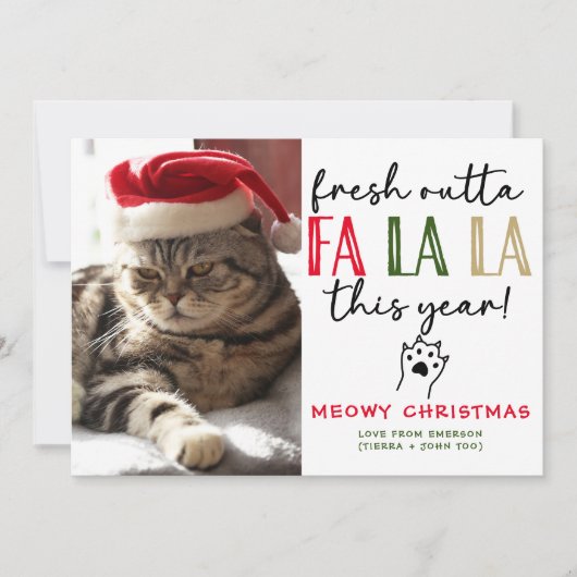 Grappige Kat Foto Kerst Afbeelding Custom Humorous Feestdagenkaart (Voorkant)