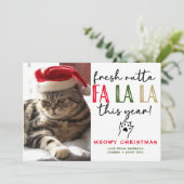Grappige Kat Foto Kerst Afbeelding Custom Humorous Feestdagenkaart (Staand voorkant)