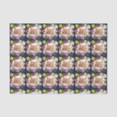 Grappige kat foto Navy Blue Tropical Hawaiian Tissuepapier (Voorkant)