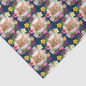Grappige kat foto Navy Blue Tropical Hawaiian Tissuepapier (Detail)