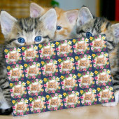 Grappige kat foto Navy Blue Tropical Hawaiian Tissuepapier