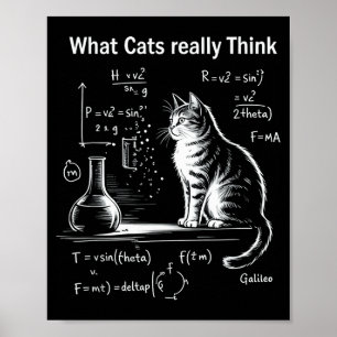 Grappige Kat Fysica Humor Ontwerp Wat Katten Echt Poster