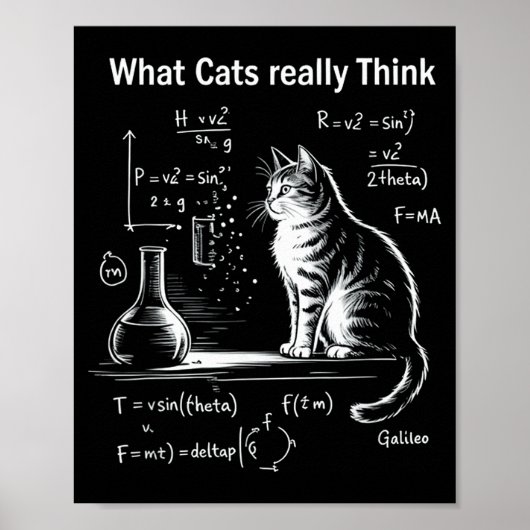 Grappige Kat Fysica Humor Ontwerp Wat Katten Echt Poster (Voorkant)