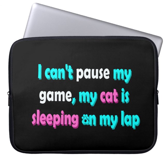 Grappige Kat Gamen Laptop Sleeve (Voorkant)
