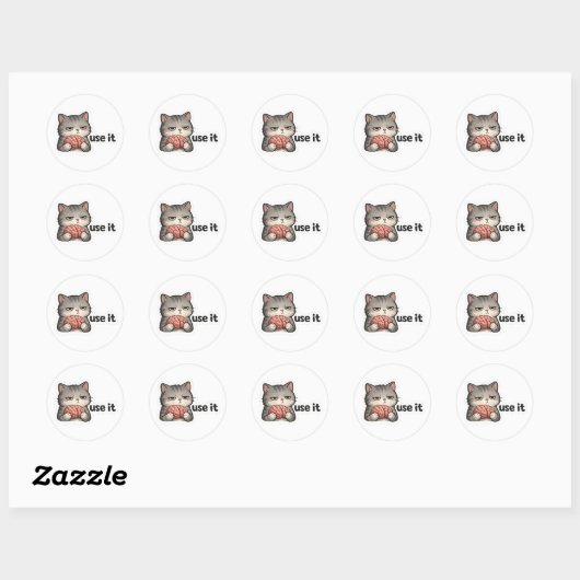 Grappige Kat Gebruik Het Sticker (Vel)
