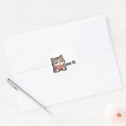 Grappige Kat Gebruik Het Sticker (Envelop)
