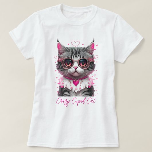 GRAPPIGE KAT "GEKKE CUPID CAT" T-SHIRT (Design voorkant)