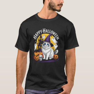 Grappige Kat Gelukkig Halloween Ragdoll Griezelige T-shirt