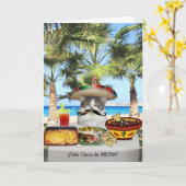 Grappige Kat Gelukkige Cinco DE Mayo Kaart (Gele Bloem)