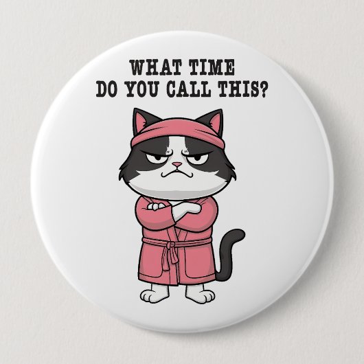 Grappige kat gemist avondklok ronde button 4,0 cm (Voorkant)