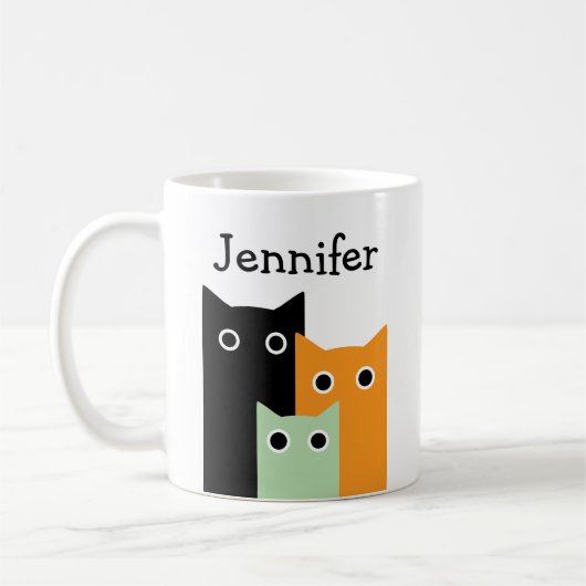 Grappige kat, gepersonaliseerd koffiemok (Links)