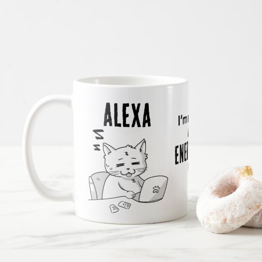 Grappige kat gepersonaliseerde koffiemok (Met donut)